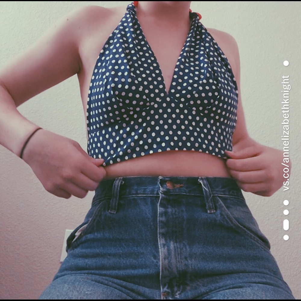 halter 80’s retro swimsuit shirt top.
